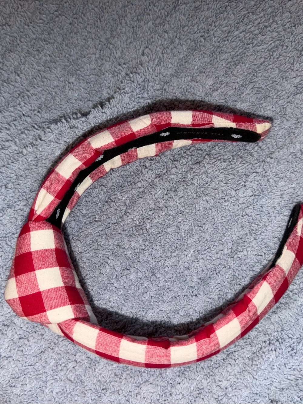 Lele Sadoughi Red and White Gingham Knotted Headband